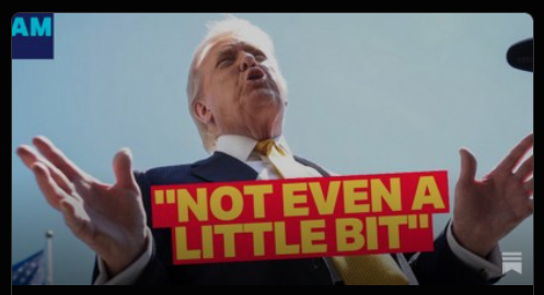 Photo illustrant un article montrant Trump écartant les mains de 50 cm tout en disant : "not even a little bit"