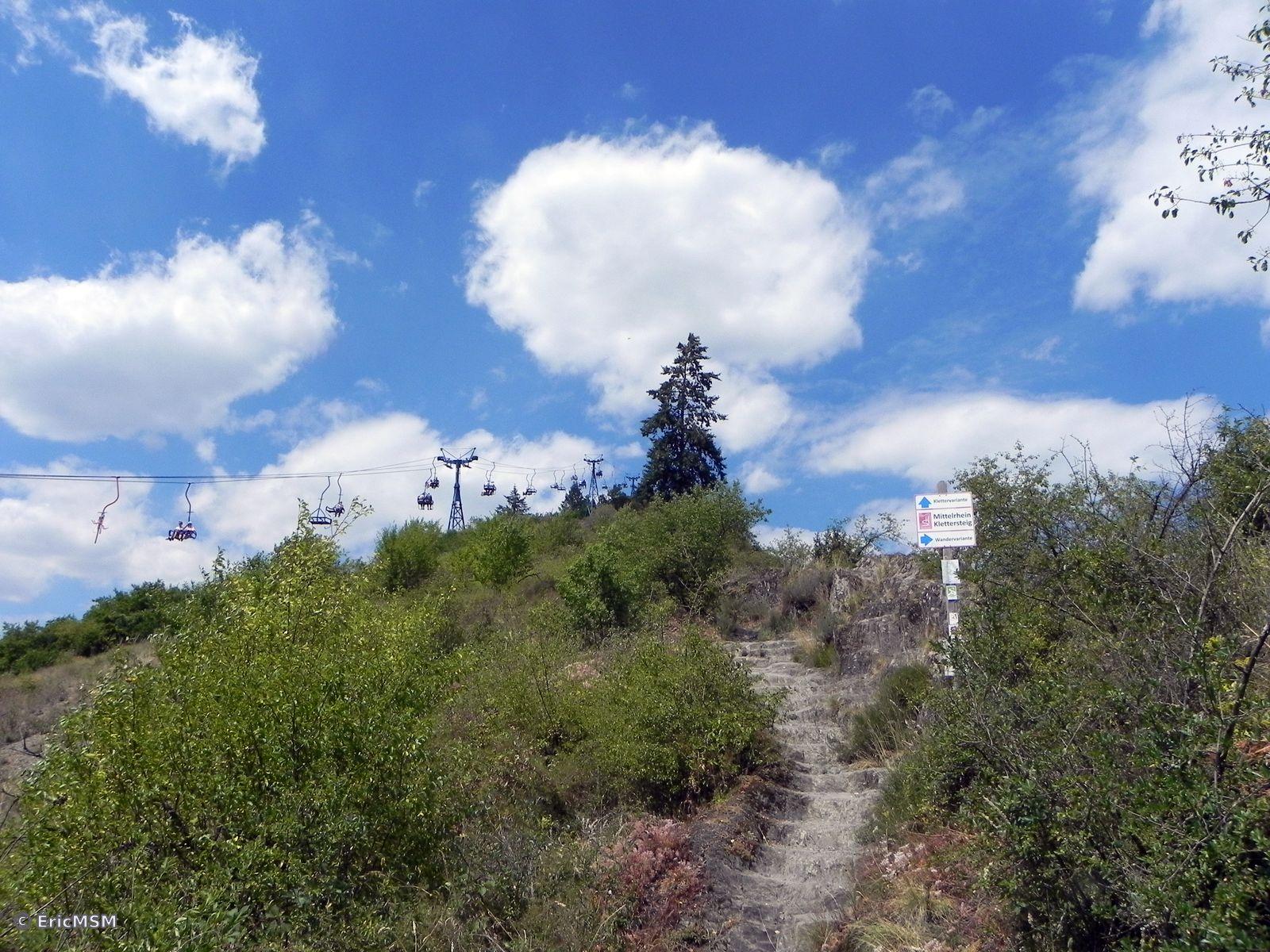 Bifurcation entre le Saar-Hunsrück Steig et le Klettersteig Mittelrhein