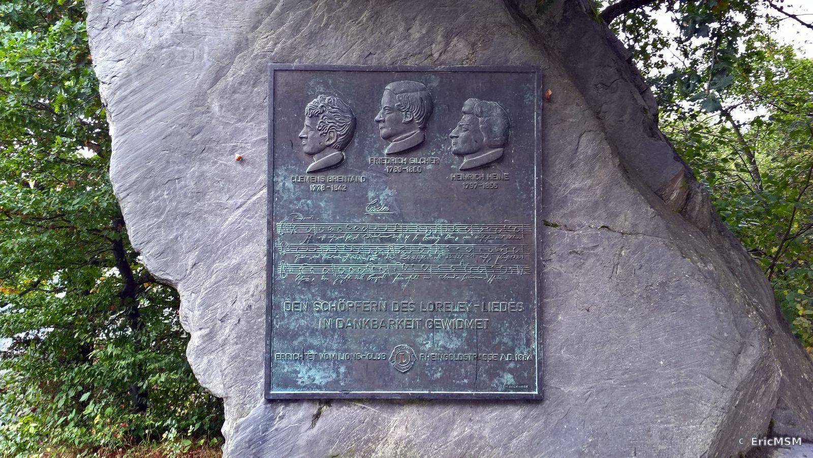 Plaque commémorative pour les trois compositeurs à l'origine du chant du Loreley